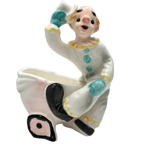 VINTAGE INARCO CLOWN WITH BABY CARRIAGE PLANTER #E-1683 - Picture 2 of 16